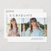 Einfache Graduate Moderner 2-Foto-Abschluss Postkarte (Vorne/Hinten)