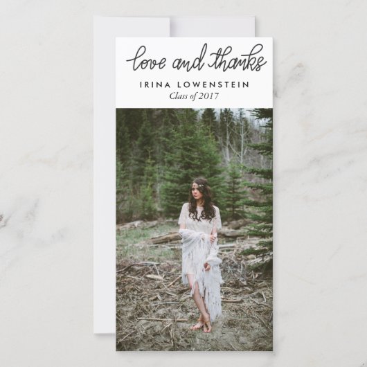 Einfache graduierte Liebe-und Dank-Typografie Dankeskarte (Vorderseite)