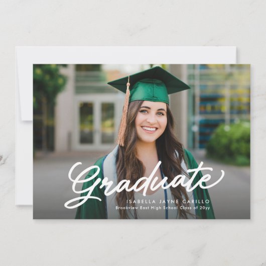 Einfache Graduierung Skript zwei Foto Abschluss Einladung (Vorderseite)