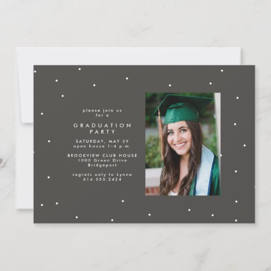 Einfache Graduierung Skript zwei Foto Abschluss Einladung (Rückseite)