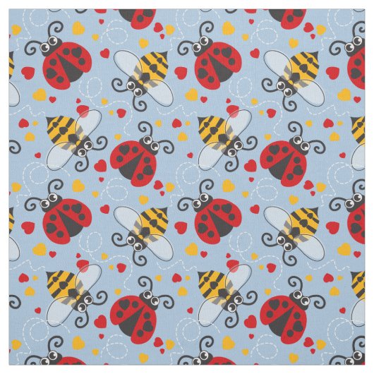 Einfache grafische Ladybugs und Lieben von Bienen Stoff (Muster)