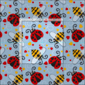 Einfache grafische Ladybugs und Lieben von Bienen Stoff (Kachel)