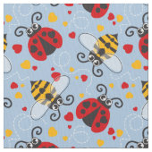 Einfache grafische Ladybugs und Lieben von Bienen Stoff (Nahaufnahme)