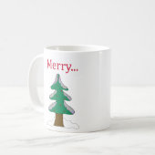 Einfache grafische Weihnachtsbaum-Tasse Kaffeetasse (Vorderseite Links)