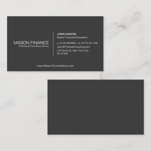 Einfache, grau anpassbare Visitenkartenvorlage Visitenkarte (Vorne/Hinten)