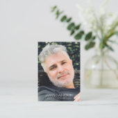 Einfache Grau-Beerdigungskarte mit Foto Begleitkarte (Stehend Vorderseite)