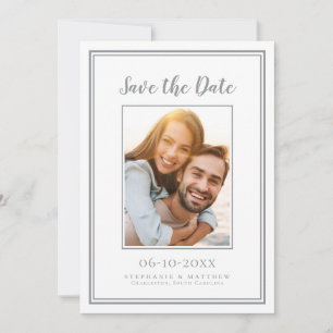 Einfache Grau-Hochzeit-Verlobung Modern Save The Date