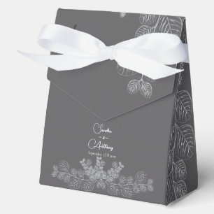 Einfache Grau-Line Art Eukalyptus Wedding Geschenkschachtel