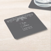 Einfache Grau-Line Art Eukalyptus Wedding Rechteckiger Pappuntersetzer (angewinkelt)