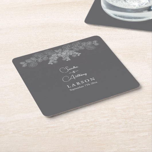 Einfache Grau-Line Art Eukalyptus Wedding Rechteckiger Pappuntersetzer (angewinkelt)