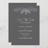 Einfache Grau Linie Art Eukalyptus Save The Date (Vorne/Hinten)