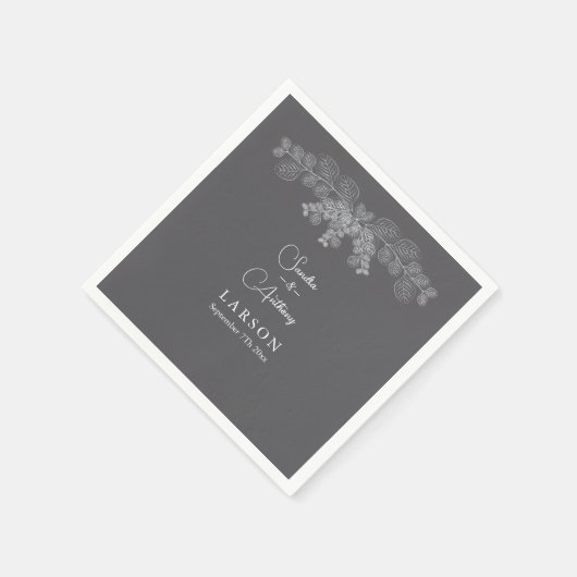 Einfache Grau Linie Art Eukalyptus Wedding Napkins Serviette (Ecke)