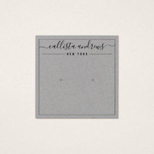Einfache Grau-Papier-Cursive Ohrring-Display-Karte