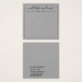 Einfache Grau-Papier-Cursive Ohrring-Display-Karte (Vorne & Hinten)