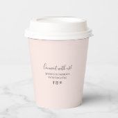 Einfache, grau-rosa Social Media Business Custom Pappbecher (Vorderseite)