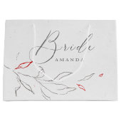 Einfache grau-rote Blume Bride-Typografie Große Geschenktüte (Vorderseite)