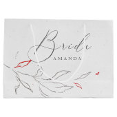 Einfache grau-rote Blume Bride-Typografie Große Geschenktüte (Rückseite)