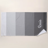 Einfache grau Streifen mit Individuelle Name Strandtuch (Vorderseite)