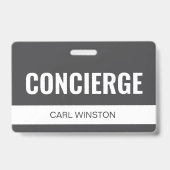 Einfache graue benutzerdefinierte Hotel-Concierge- Ausweis (Vorderseite)