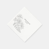 Einfache graue Blumenlinie Zeichnend Serviette (Ecke)