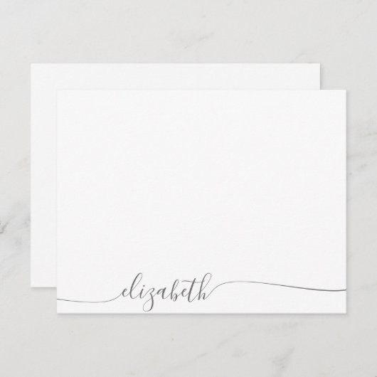 Einfache graue Cursive Script Personalisiert Name Mitteilungskarte (Vorne/Hinten)