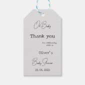 Einfache graue Elegant-Kinderdusche Geschenkanhänger (Vorderseite)