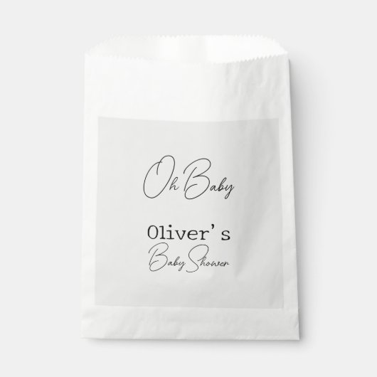 Einfache graue Elegant-Kinderdusche Geschenktütchen (Vorderseite)