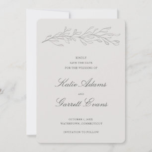 Einfache graue elegante Hochzeit Save The Date