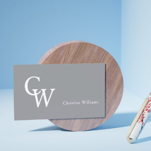 Einfache graue Elegante Monogram Beruflich Visitenkarte