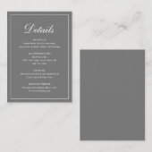 Einfache graue feierliche Hochzeit Begleitkarte (Vorne/Hinten)