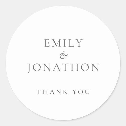 Einfache graue Hochzeit Dankeschön Runder Aufkleber (Vorderseite)