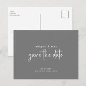 Einfache graue Hochzeit Das Datum Postkarte speich (Vorne/Hinten)