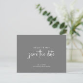Einfache graue Hochzeit Das Datum Postkarte speich (Stehend Vorderseite)