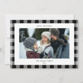 Einfache graue Karierte Grenze 3 Foto Weihnachten (Vorderseite)