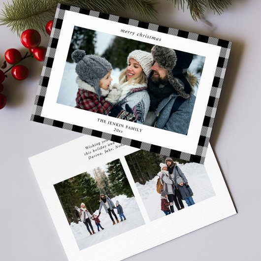 Einfache graue Karierte Grenze 3 Foto Weihnachten