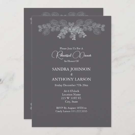 Einfache Graue Linie Art Eukalyptus Probe Einladung (Vorne/Hinten)