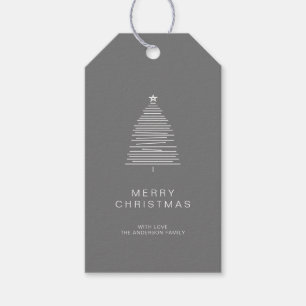 Einfache graue Linie Art Merry Weihnachtsbaum Geschenkanhänger