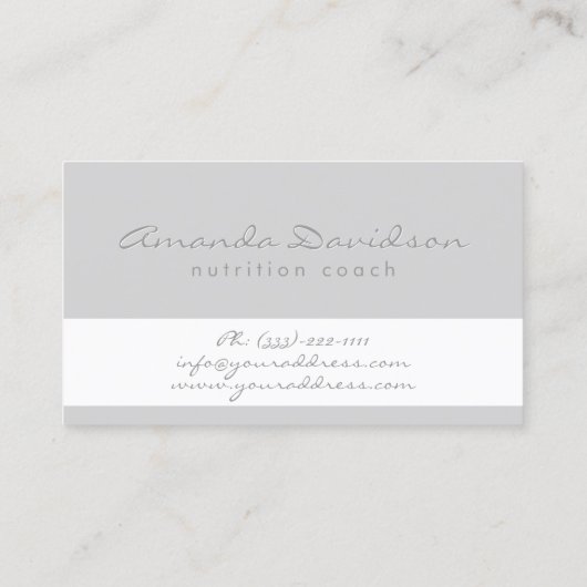 Einfache graue Minimalistische Trainingskarte Visitenkarte (Rückseite)