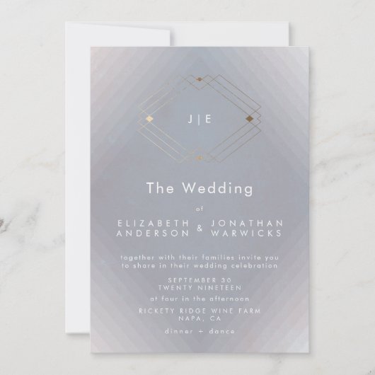 Einfache graue moderne geometrische Hochzeit Einladung (Vorderseite)