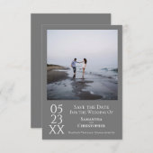 Einfache graue, moderne Hochzeit des Minimalistisc Save The Date (Vorne/Hinten)