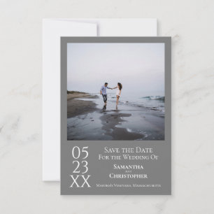 Einfache graue, moderne Hochzeit des Minimalistisc Save The Date