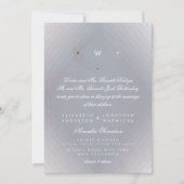 Einfache graue, moderne Monogramm-Script Gold Einladung (Vorderseite)