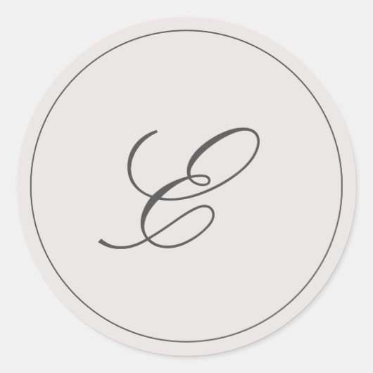 Einfache graue Monogram Elegant Wedding Runder Aufkleber (Vorderseite)