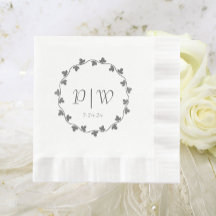 Einfache graue Monogram Ivy Wreath Wedding