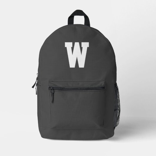 Einfache graue Monogramm Bedruckter Rucksack (Vorderseite)