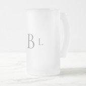 Einfache graue Monogramm-Hochzeit Mattglas Bierglas (VorderseiteRechts)