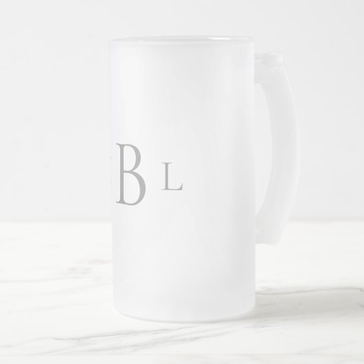 Einfache graue Monogramm-Hochzeit Mattglas Bierglas (VorderseiteRechts)