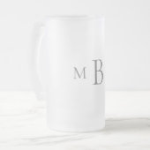 Einfache graue Monogramm-Hochzeit Mattglas Bierglas (Vorderseite Links)