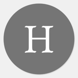 Einfache graue Monogramm-Hochzeit Runder Aufkleber