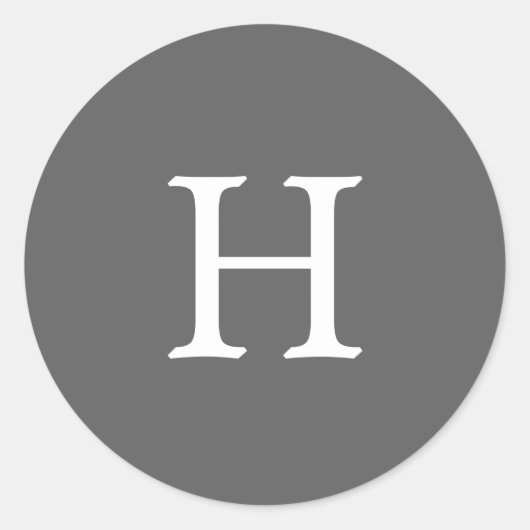 Einfache graue Monogramm-Hochzeit Runder Aufkleber (Vorderseite)